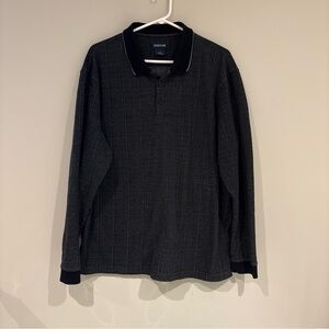 Haggar Men's Charcoal Pinstripe Long-Sleeve Polo